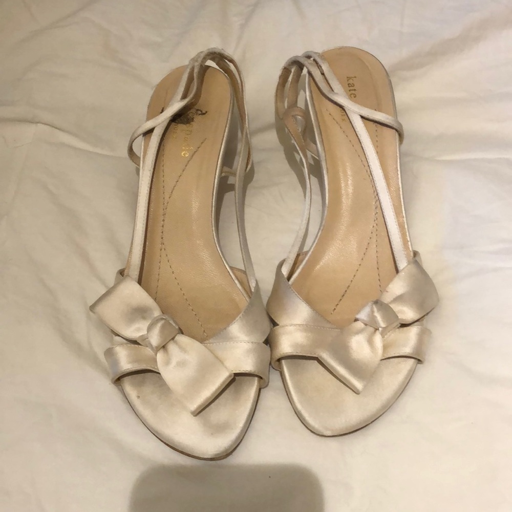 Kate spade size 8 white kitten heels